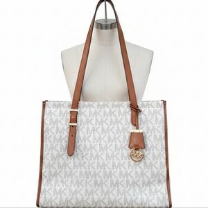 Michael Kors White and Brown Tote Bag Purse
